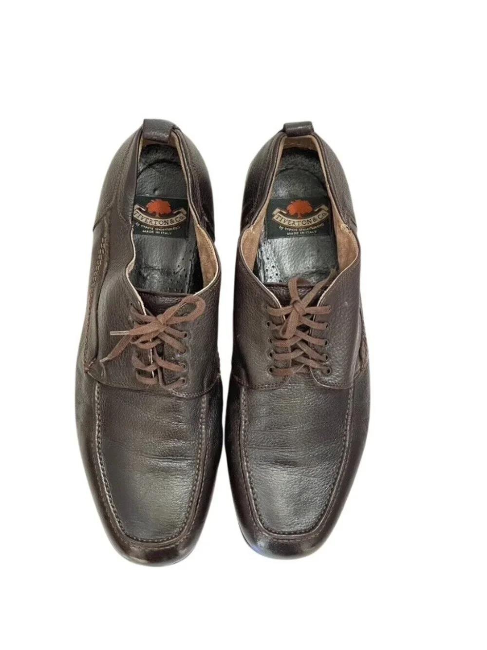 Tiverton & Co Mens Brown Leather Lace-Up Dress Shoes Size 44 Made In Italy